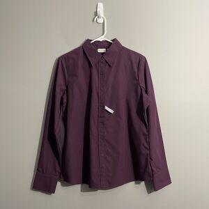 White Stag Women’s M Plum Button Down Top Classic Casual Minimalist Fall